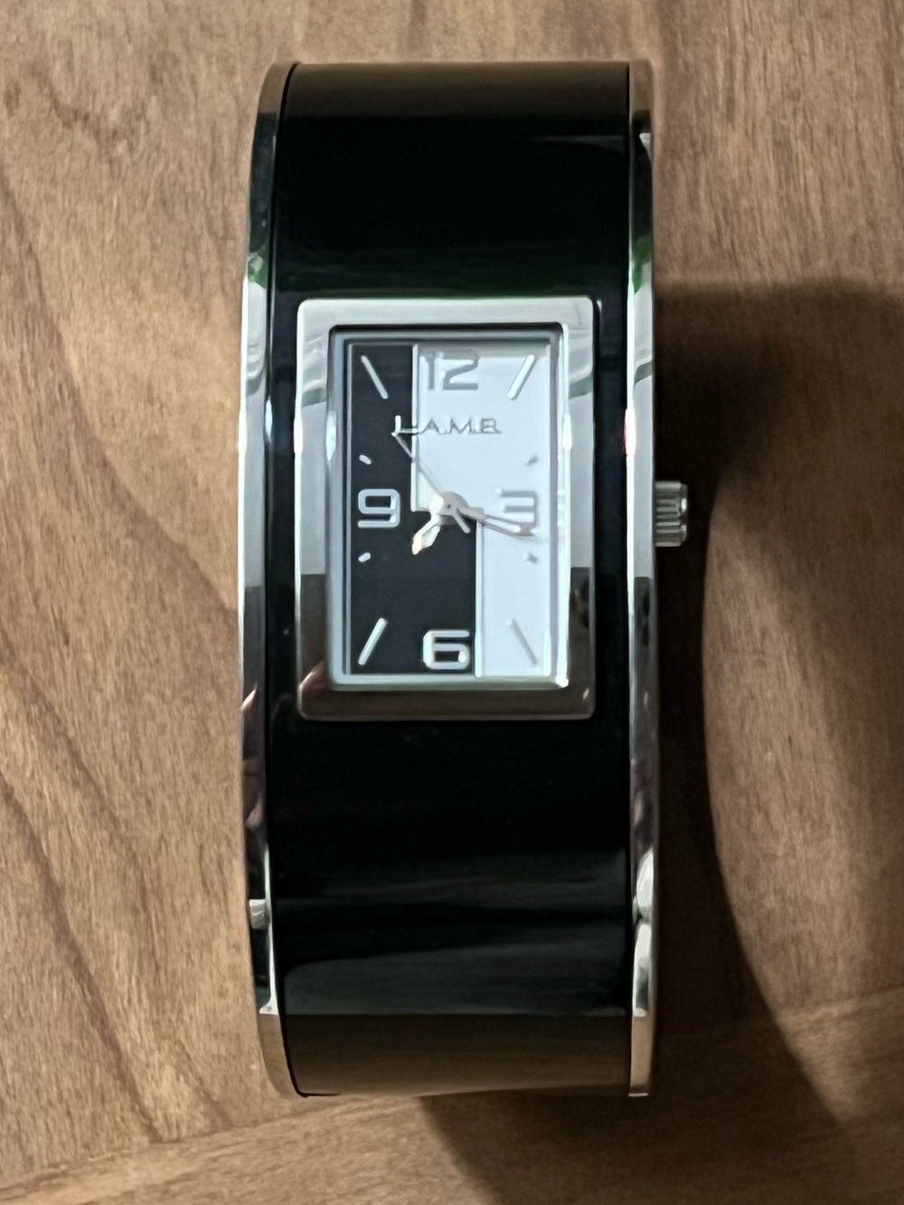 L.A.M.B. Black and Silver Bangle Watch - Picture 10 of 10